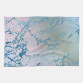 iriserend marmer | Trendy Faux Holo Blauw Roze Theedoek (Horizontaal)