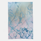 iriserend marmer | Trendy Faux Holo Blauw Roze Theedoek (Verticaal)