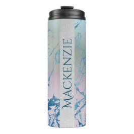 iriserend marmer | Trendy Faux Holo Blauw Roze Thermosbeker