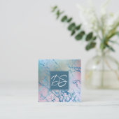 iriserend marmer | Trendy Faux Holo Monogram Vierkante Visitekaartje (Staand voorkant)