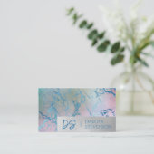 iriserend marmer | Trendy Faux Holo Monogram Visitekaartje (Staand voorkant)