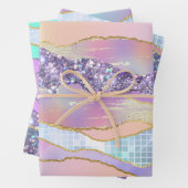 Iriserend roze blauw glanzend folie glitter classy inpakpapier vel (In situ)