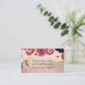 Iriserend Roze & Goud met Boho Bloemen Visitekaartje (Staand voorkant)