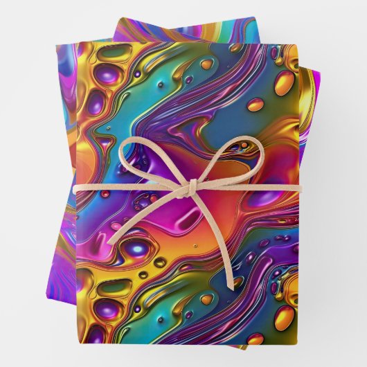 Iriserend vloeibaar chroom effect ontwerp inpakpapier vel (In situ)