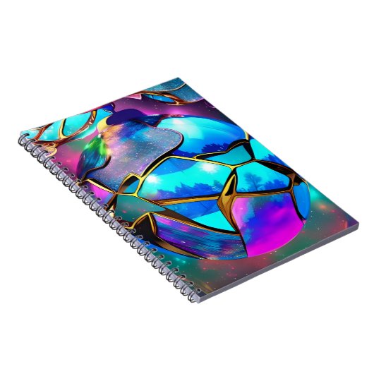 Iriserend Wereldbol in de ruimte Notitieboek (Rechterzijde)