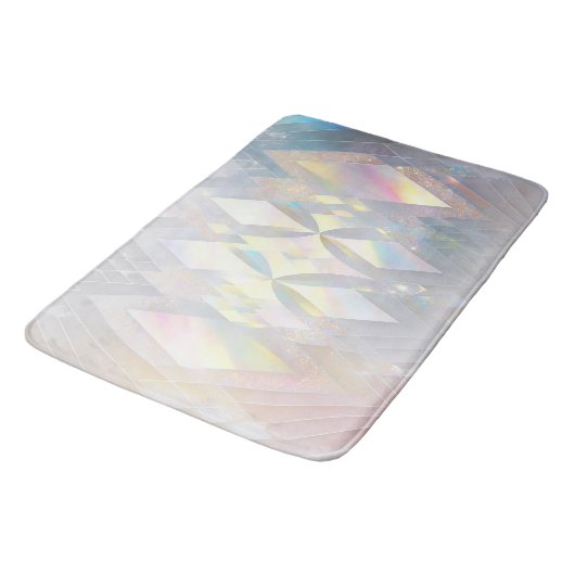 Iriserend wit diamantpatroon badmat (Gekanteld)