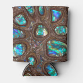 Iriserende Australische zwarte opal edelstenen in Blikjeskoeler (Voorkant)