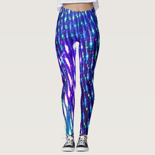Iriserende Blauwe Lichten Veelkleurige Heldere Leg Leggings (Voorkant)