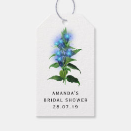 Iriserende Blauwe Rozen en Kant Cadeaulabel