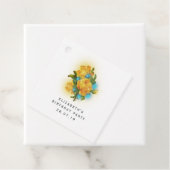 Iriserende Blauwgroen en goudgele rozen en kant Bedankjes Labels (In situ)