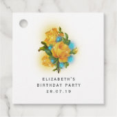 Iriserende Blauwgroen en goudgele rozen en kant Bedankjes Labels (Voorkant)