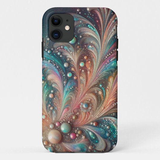 Iriserende Blauwgroen en perzik glitter Bling Case-Mate iPhone Case (Achterkant)