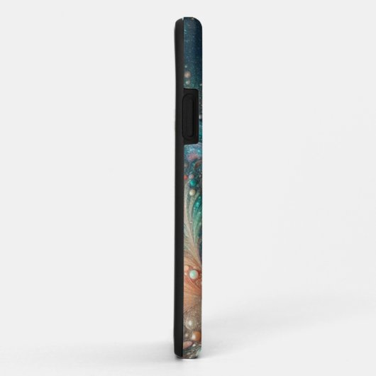 Iriserende Blauwgroen en perzik glitter Bling Case-Mate iPhone Case (Achterkant/rechts)