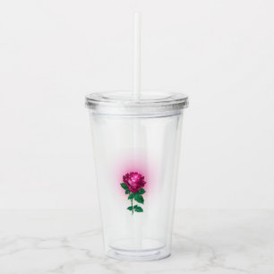 Iriserende bordeauxrode roos acryl drinkbeker