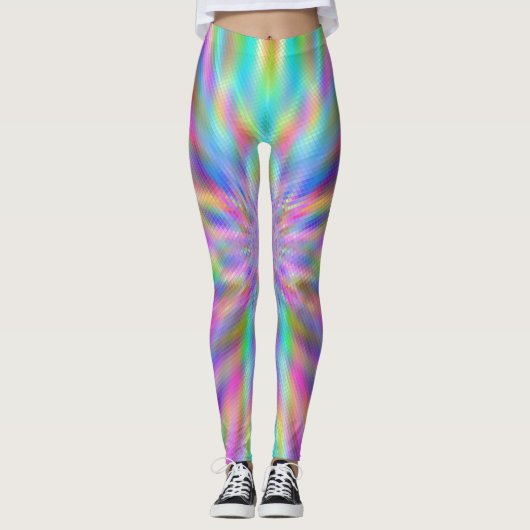 iriserende chroomblokken leggings (Voorkant)