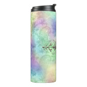 Iriserende Damast Monogram Edelsteen Thermosbeker (Gedraaid links)