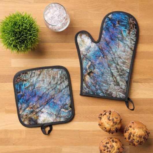 iriserende diepte ovenwant & pannenlap set (Top down)