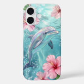 Iriserende Dolfijn & Roze Hibiscus Tropische Oceaa Case-Mate iPhone Case (Achterkant)