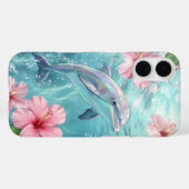Iriserende Dolfijn & Roze Hibiscus Tropische Oceaa Case-Mate iPhone Case (Achterkant (horizontaal))
