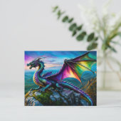 Iriserende draak bewaakt zijn land briefkaart (Staand voorkant)