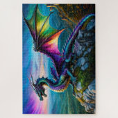 Iriserende draak bewaakt zijn land legpuzzel (Verticaal)