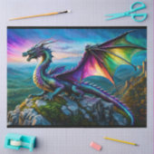 Iriserende draak bewaakt zijn land tissuepapier (Craft)