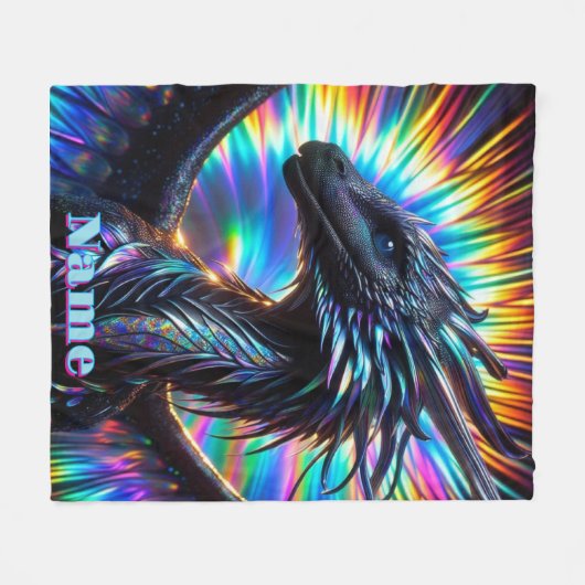 Iriserende draak met levendige achtergrond fleece deken (Voorkant (Horizontaal))