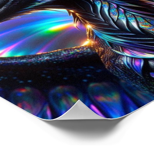 Iriserende draak met levendige achtergrond poster (Hoek)