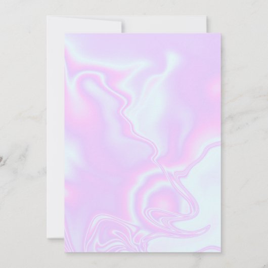 Iriserende eenhoorn huid namaak holografische text save the date (Achterkant)