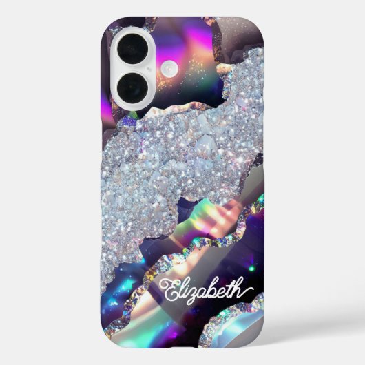iriserende faux glitter holografische agaat Case-Mate iPhone case (Achterkant)