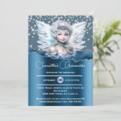 Iriserende fee betoverde glitter Quinceañera blu Kaart (Staand voorkant)