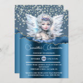 Iriserende fee betoverde glitter Quinceañera blu Kaart (Voorkant / Achterkant)