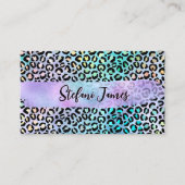 Iriserende Folie Regenboog Leopard Paarse Visitekaartje (Voorkant)