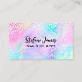 Iriserende Folie Regenboog Luipaard Roze Visitekaartje (Voorkant)