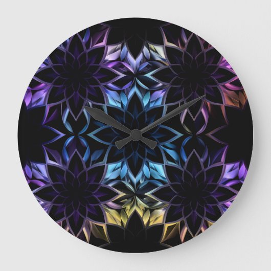 iriserende geometrische bloemenwandklok grote klok (Voorkant)