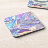 Iriserende glanzende metaalstof, Blauwgroen gouden Bier Onderzetter (Linkerzijde)