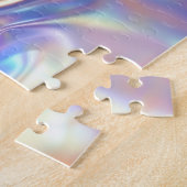 Iriserende glanzende metaalstof, Blauwgroen gouden Legpuzzel (Zijkant)