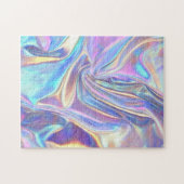 Iriserende glanzende metaalstof, Blauwgroen gouden Legpuzzel (Horizontaal)