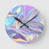 Iriserende glanzende metaalstof, Blauwgroen gouden Ronde Klok (Voorkant)