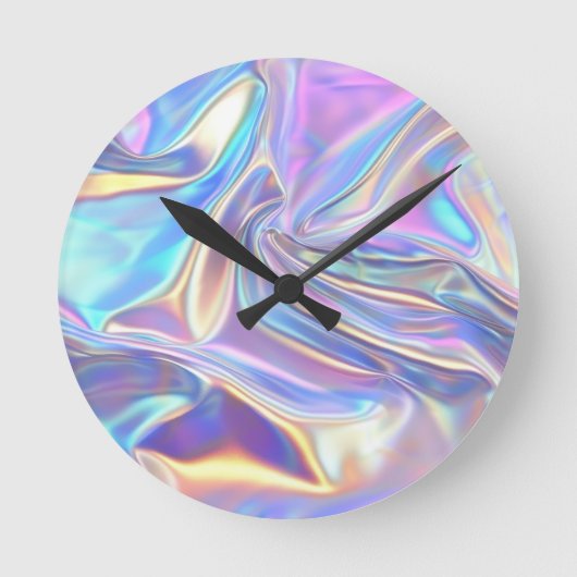 Iriserende glanzende metaalstof, Blauwgroen gouden Ronde Klok (Voorkant)