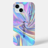 Iriserende glanzende metaalstof, grote zwarte naam Case-Mate iPhone case (Achterkant)