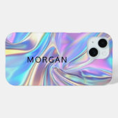 Iriserende glanzende metaalstof, grote zwarte naam Case-Mate iPhone case (Achterkant (horizontaal))