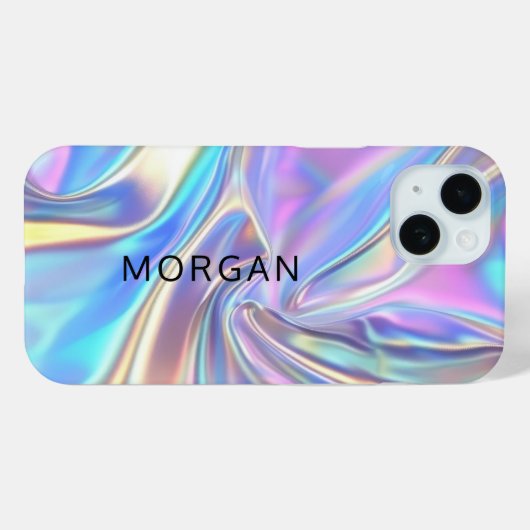 Iriserende glanzende metaalstof, grote zwarte naam Case-Mate iPhone case (Achterkant (horizontaal))