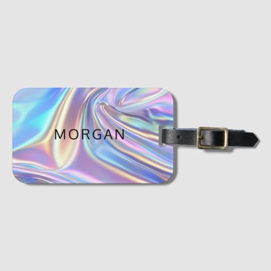 Iriserende glanzende metaalstof, naam bagagelabel (Voorkant (horizontaal))