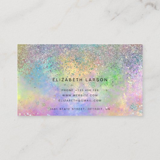 Iriserende glitter opale achtergrond visitekaartje (Achterkant)