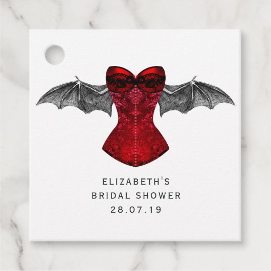 Iriserende gotische karmozijnrode heks bedankjes labels (Voorkant)