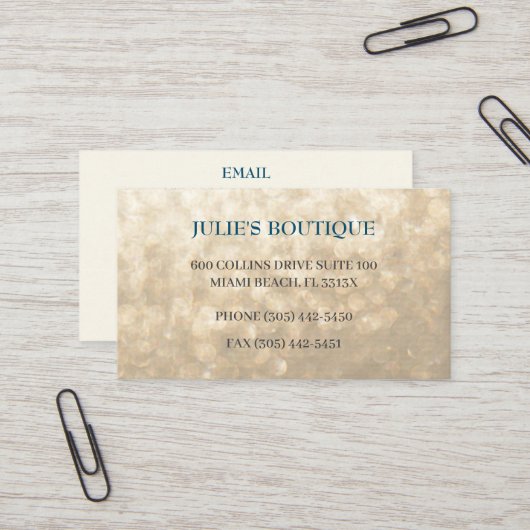 iriserende gouden kleding boetiek zending visitekaartje (Voorkant / Achterkant in situ)