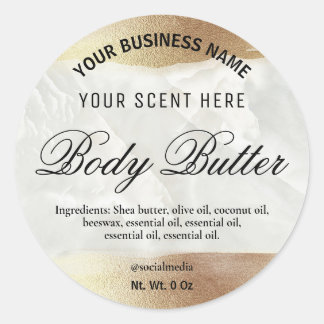 Iriserende Gouden Rand Marmeren Body Butter Labels