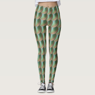 Iriserende Green Dragon Scale Cosplay Leggings