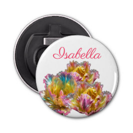 Iriserende holografische gescheurde tulp button flesopener